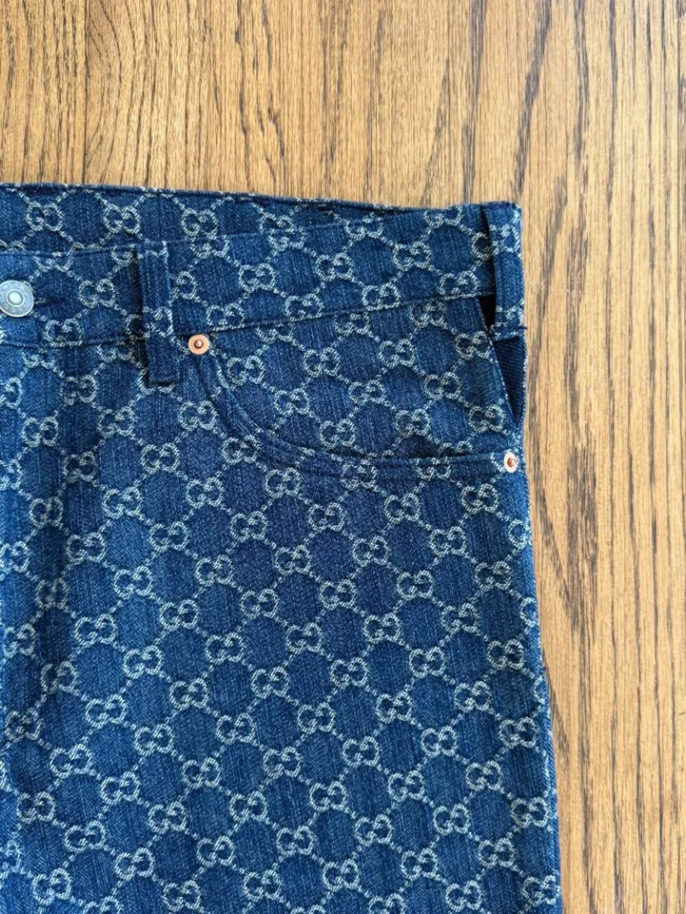 Gucci GG Monogram Denim Jeans Straight Leg Size 34